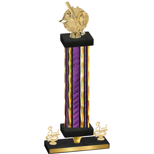 Premium Single Purple Glacier Third Place Baseball Trophy