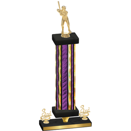 Premium Single Purple Glacier Third Place Baseball Trophy
