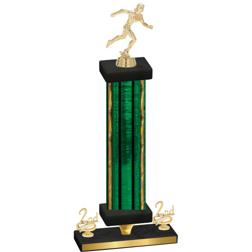 Premium Single Green Glacier Second Place Running Trophy