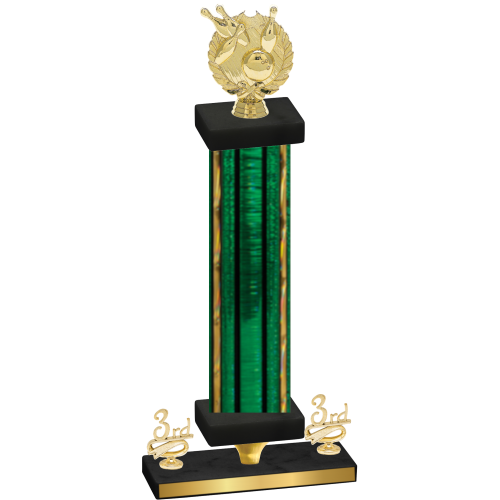 Premium Single Green Glacier Third Place Bowling Trophy