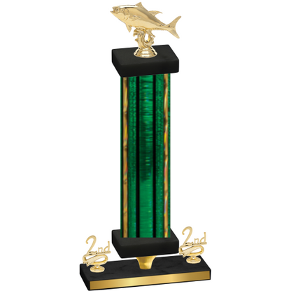 Premium Single Green Glacier Second Place Fishing Trophy