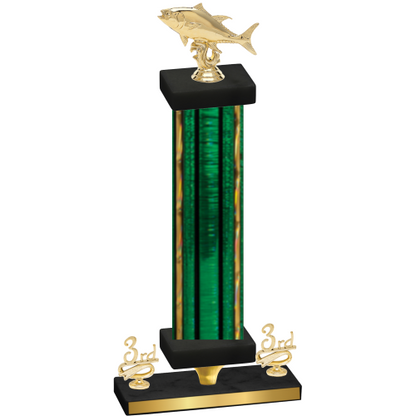 Premium Single Green Glacier Third Place Fishing Trophy