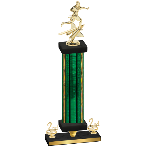Premium Single Green Glacier Second Place Flag Football Trophy