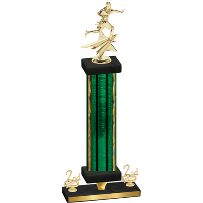 Premium Single Green Glacier Second Place Flag Football Trophy