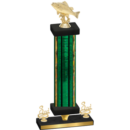 Premium Single Green Glacier Third Place Fishing Trophy