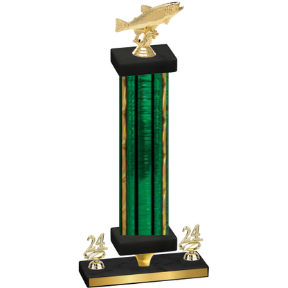 Premium Single Green Glacier Year Fishing Trophy