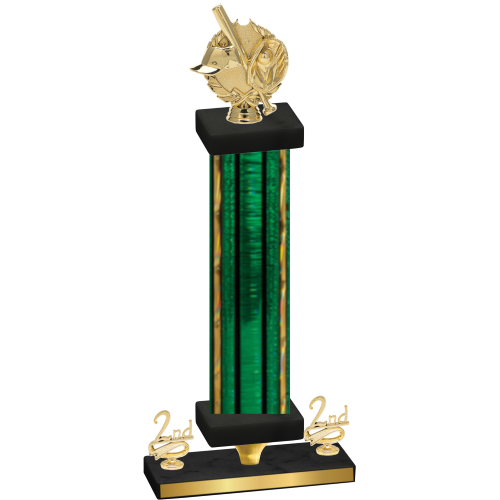 Premium Single Green Glacier Second Place Baseball Trophy