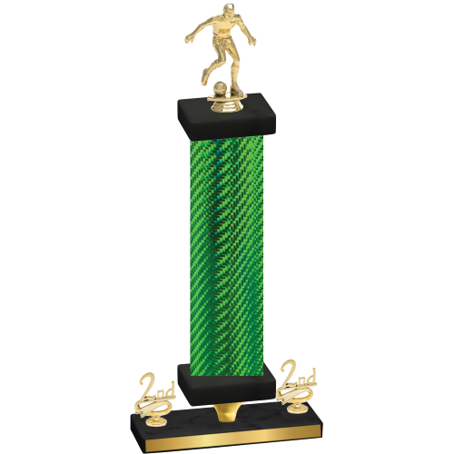 Premium Single Green Carbon Fiber Second Place Soccer Trophy