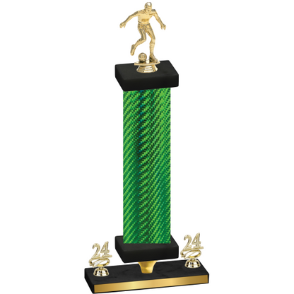 Premium Single Green Carbon Fiber Year Soccer Trophy