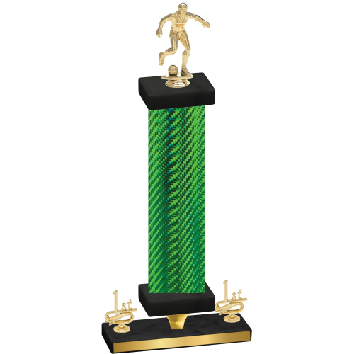 Premium Single Green Carbon Fiber First Place Soccer Trophy