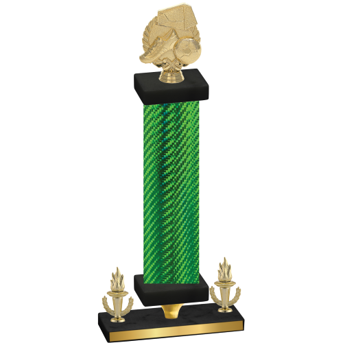 Premium Single Green Carbon Fiber Victory Soccer Trophy