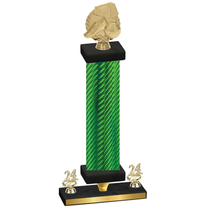Premium Single Green Carbon Fiber Year Soccer Trophy