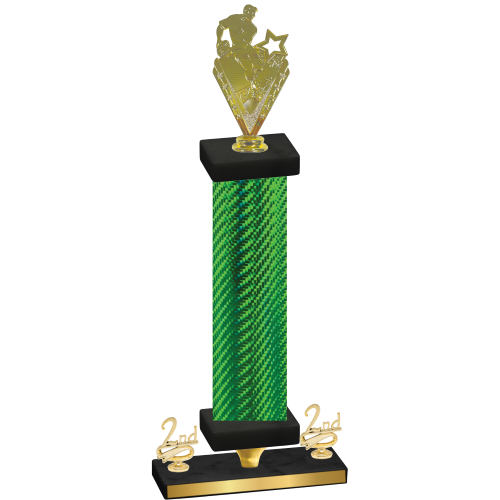 Premium Single Green Carbon Fiber Second Place Rugby Trophy