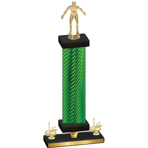 Premium Single Green Carbon Fiber First Place Wrestling Trophy