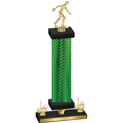 Premium Single Green Carbon Fiber First Place Bowling Trophy