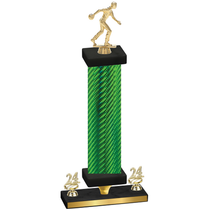 Premium Single Green Carbon Fiber Year Bowling Trophy