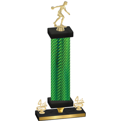 Premium Single Green Carbon Fiber Fourth Place Bowling Trophy