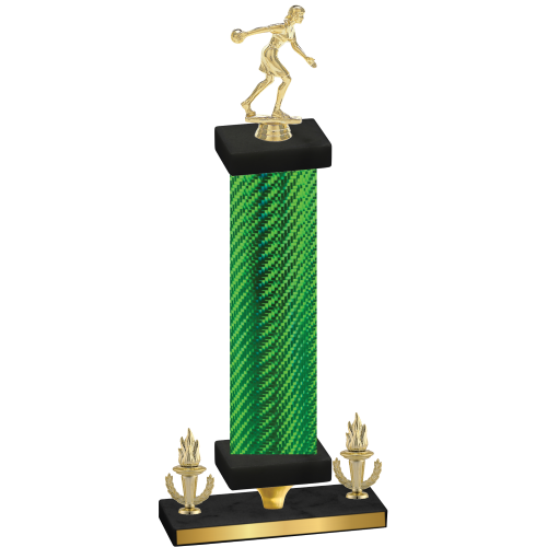 Premium Single Green Carbon Fiber Victory Bowling Trophy