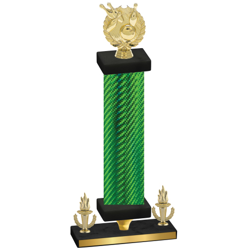 Premium Single Green Carbon Fiber Victory Bowling Trophy
