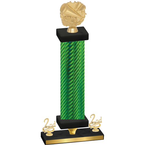 Premium Single Green Carbon Fiber Second Place Cheerleading Trophy