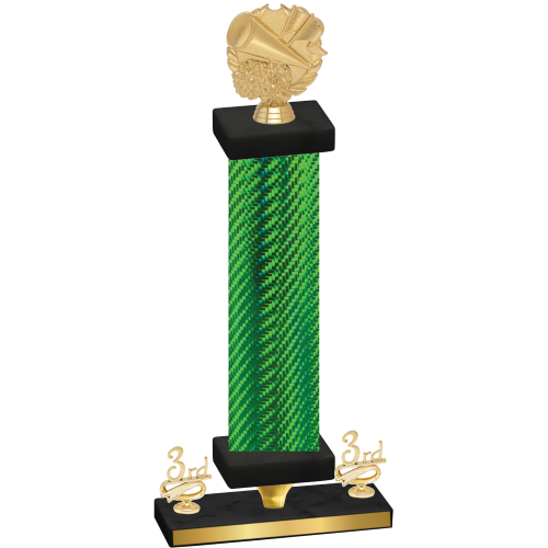 Premium Single Green Carbon Fiber Third Place Cheerleading Trophy