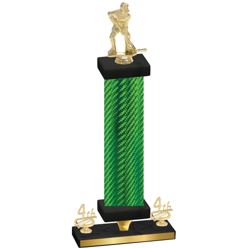 Premium Single Green Carbon Fiber Fourth Place Hockey Trophy