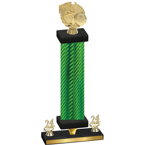 Premium Single Green Carbon Fiber Year Basketball Trophy