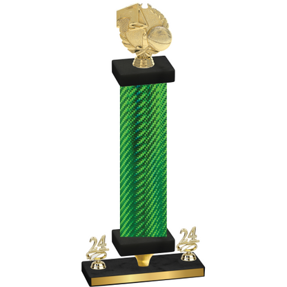 Premium Single Green Carbon Fiber Year Basketball Trophy