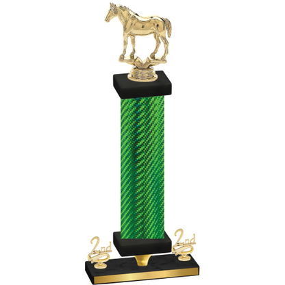Premium Single Green Carbon Fiber Second Place Horses Trophy