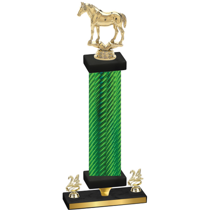 Premium Single Green Carbon Fiber Year Horses Trophy