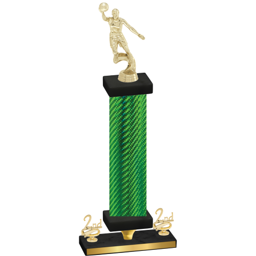 Premium Single Green Carbon Fiber Second Place Basketball Trophy
