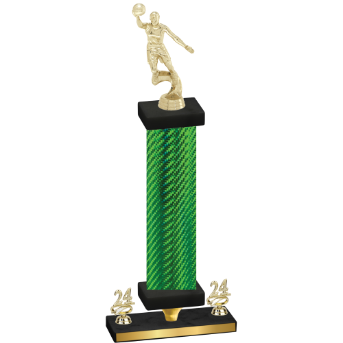 Premium Single Green Carbon Fiber Year Basketball Trophy