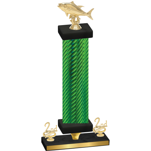 Premium Single Green Carbon Fiber Second Place Fishing Trophy