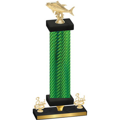 Premium Single Green Carbon Fiber Third Place Fishing Trophy
