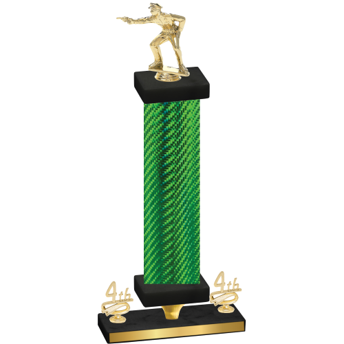 Premium Single Green Carbon Fiber Fourth Place Shooter Trophy