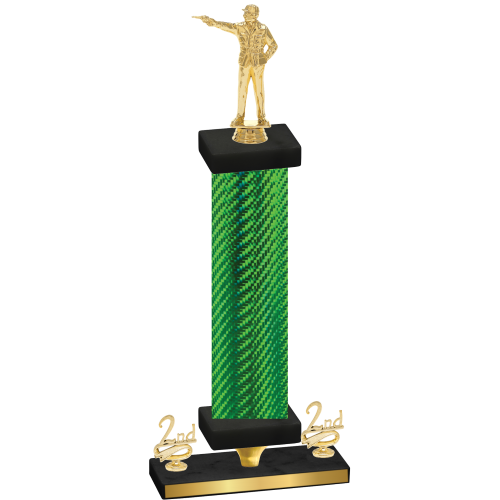 Premium Single Green Carbon Fiber Second Place Shooter Trophy