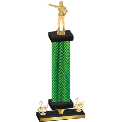 Premium Single Green Carbon Fiber Second Place Shooter Trophy