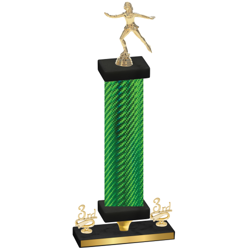 Premium Single Green Carbon Fiber Third Place Skater Trophy