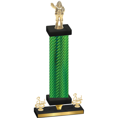Premium Single Green Carbon Fiber Third Place Holiday Trophy