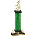 Premium Single Green Carbon Fiber Third Place Flag Football Trophy