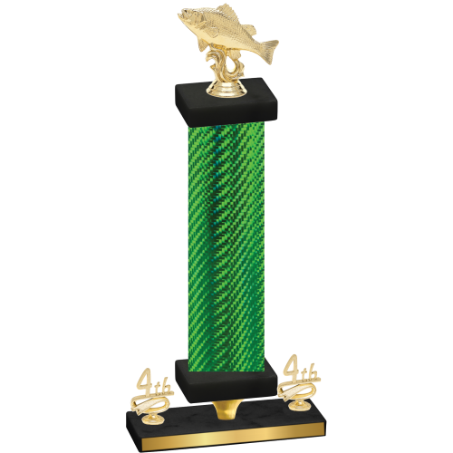 Premium Single Green Carbon Fiber Fourth Place Fishing Trophy