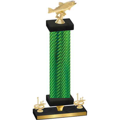 Premium Single Green Carbon Fiber First Place Fishing Trophy
