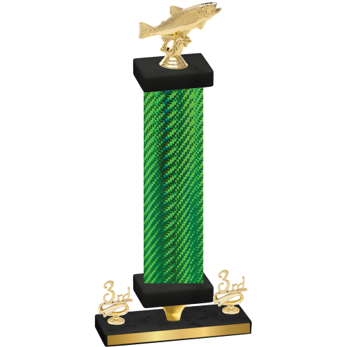 Premium Single Green Carbon Fiber Third Place Fishing Trophy