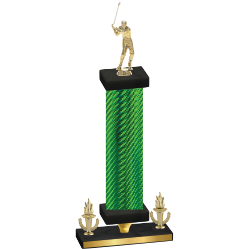 Premium Single Green Carbon Fiber Victory Golf Trophy