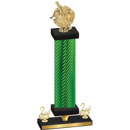 Premium Single Green Carbon Fiber Second Place Baseball Trophy