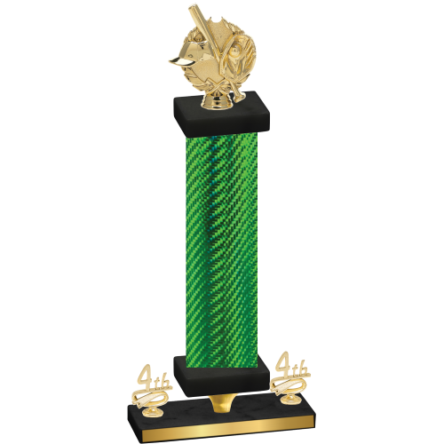 Premium Single Green Carbon Fiber Fourth Place Baseball Trophy