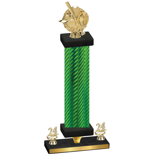 Premium Single Green Carbon Fiber Year Baseball Trophy