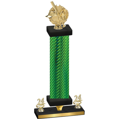 Premium Single Green Carbon Fiber Year Baseball Trophy