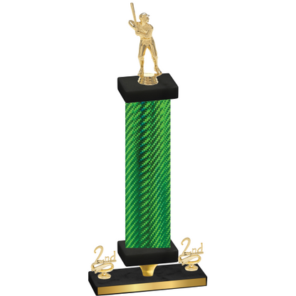 Premium Single Green Carbon Fiber Second Place Baseball Trophy