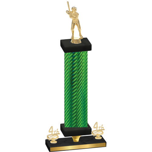 Premium Single Green Carbon Fiber Fourth Place Baseball Trophy